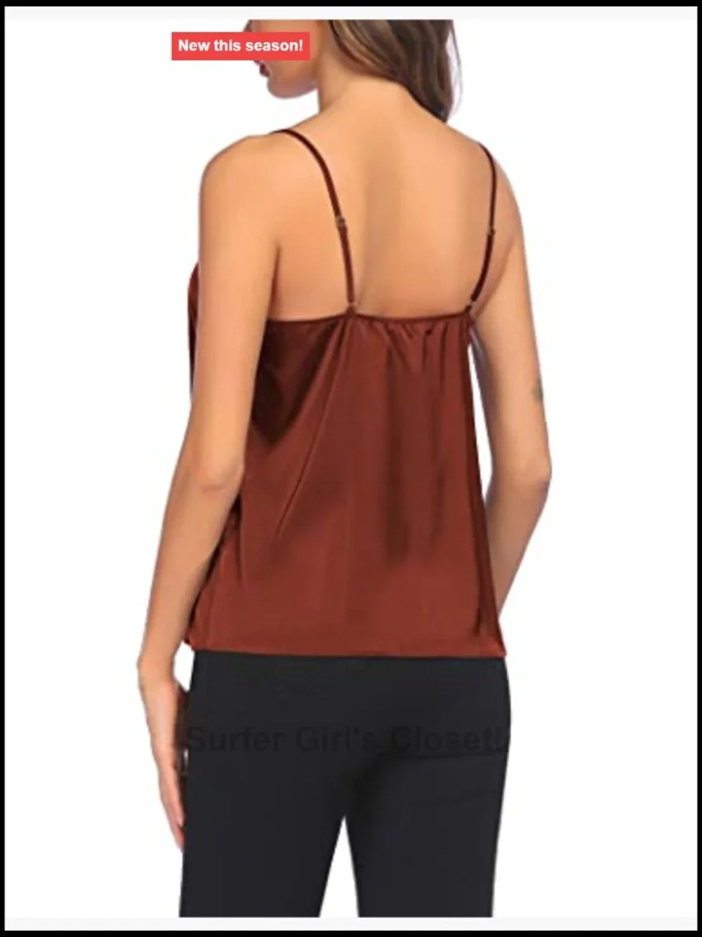 3 Pack Satin Camisole Tank Tops - V-Neck Adjustable Spaghetti Strap Blouses